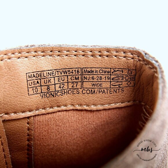 Vionic Madeline Greige Tassel Suede Leather Ankle Boots - Picture 15 of 16